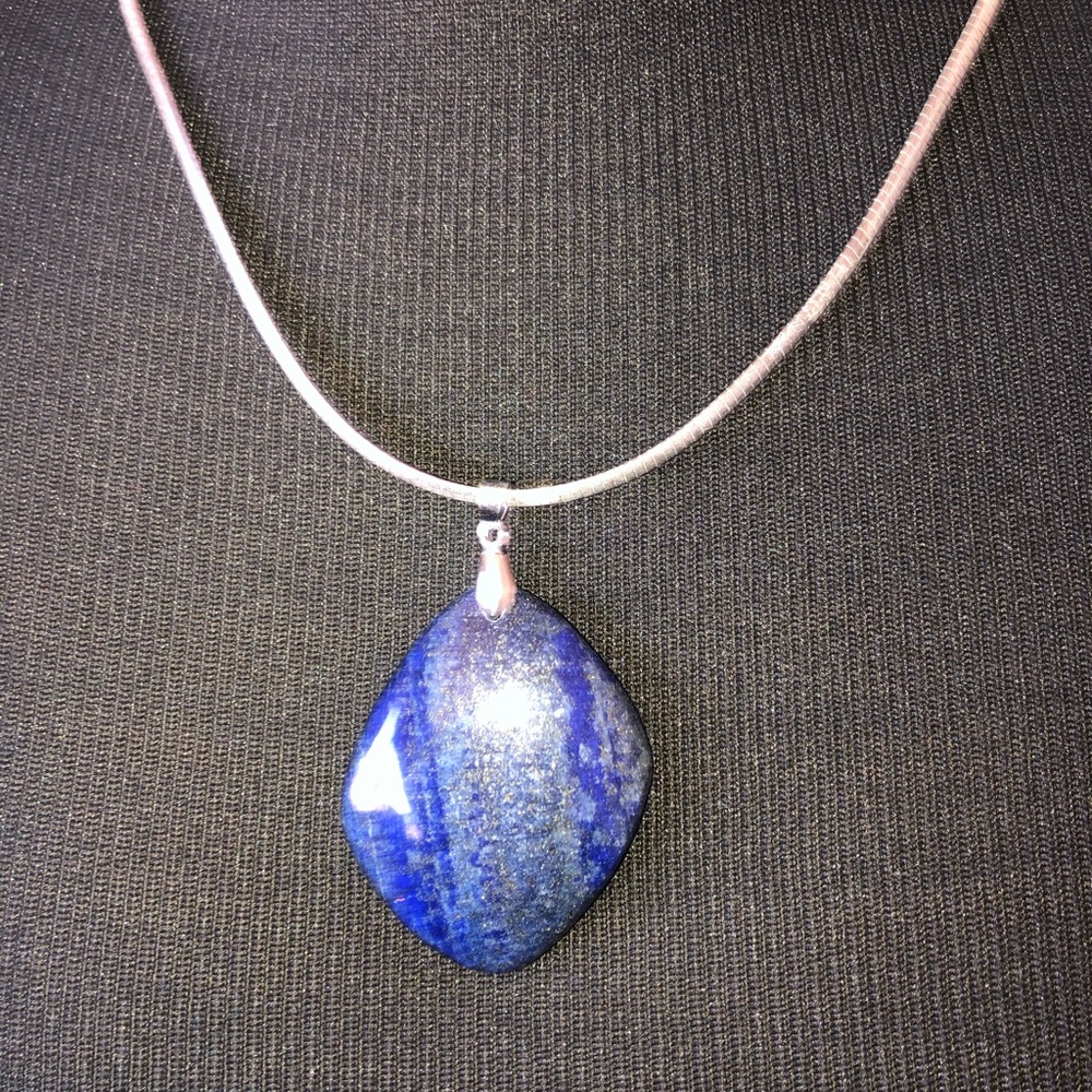 🛍️ Genuine Lapis Lazuli Modernist Pendant - Picture 7 of 13